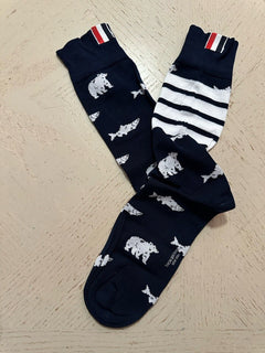 NWT Thom Browne Bear & Salmon Socks One Size