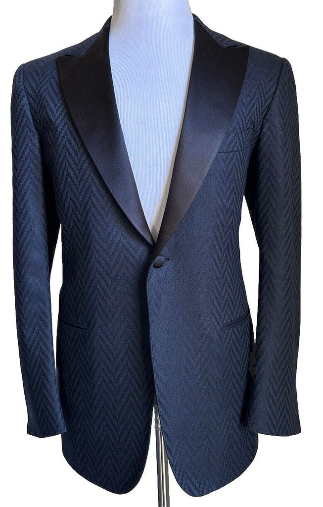 New $10995 Kiton Cashmere & Linen Diner Jacket Blazer Navy/Black 44R US/54R Eu