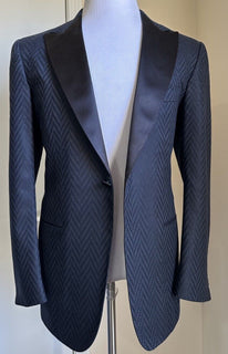 New $10995 Kiton Cashmere & Linen Diner Jacket Blazer Navy/Black 44R US/54R Eu