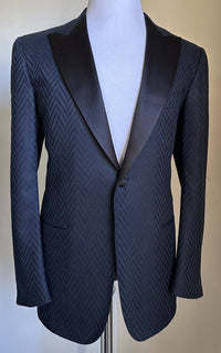 New $10995 Kiton Cashmere & Linen Diner Jacket Blazer Navy/Black 44R US/54R Eu
