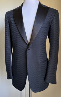 New $10995 Kiton Cashmere & Linen Diner Jacket Blazer Navy/Black 44R US/54R Eu