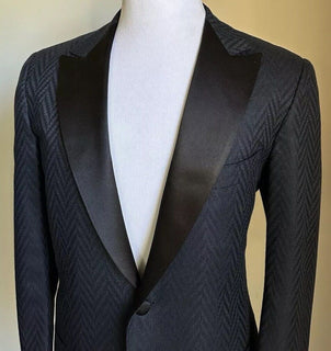 New $10995 Kiton Cashmere & Linen Diner Jacket Blazer Navy/Black 44R US/54R Eu