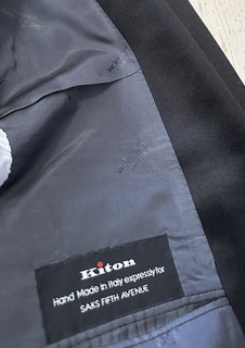 New $10995 Kiton Cashmere & Linen Diner Jacket Blazer Navy/Black 44R US/54R Eu