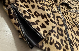 New $6790 Ralph Lauren Purple Label Women Leopard Print Fur Biker Jacket 4/40