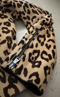 New $6790 Ralph Lauren Purple Label Women Leopard Print Fur Biker Jacket 4/40