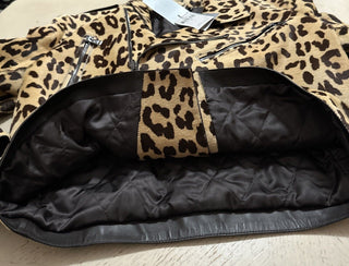 New $6790 Ralph Lauren Purple Label Women Leopard Print Fur Biker Jacket 4/40