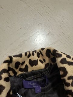 New $6790 Ralph Lauren Purple Label Women Leopard Print Fur Biker Jacket 4/40