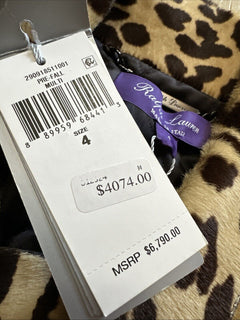 New $6790 Ralph Lauren Purple Label Women Leopard Print Fur Biker Jacket 4/40