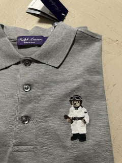 Ralph Lauren Purple Label Men Bear Short Sleeve Polo Shirt Gray M New $495