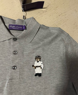Ralph Lauren Purple Label Men Bear Short Sleeve Polo Shirt Gray M New $495
