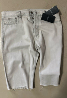 NWT $890 Saint Laurent Men High Rise Jeans Short Pants Grey/wh 33 (Measured 36 )