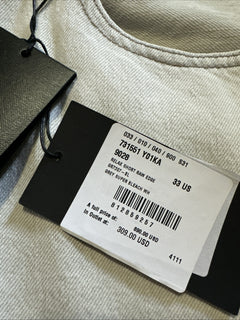 NWT $890 Saint Laurent Men High Rise Jeans Short Pants Grey/wh 33 (Measured 36 )