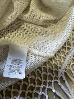 New $4900 Brunello Cucinelli Women Sequin Trim Linen & Silk Poncho White Size L