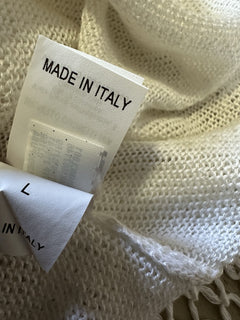 New $4900 Brunello Cucinelli Women Sequin Trim Linen & Silk Poncho White Size L