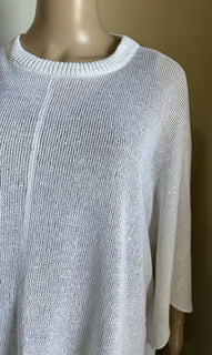 New $4900 Brunello Cucinelli Women Sequin Trim Linen & Silk Poncho White Size L
