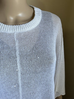 New $4900 Brunello Cucinelli Women Sequin Trim Linen & Silk Poncho White Size L