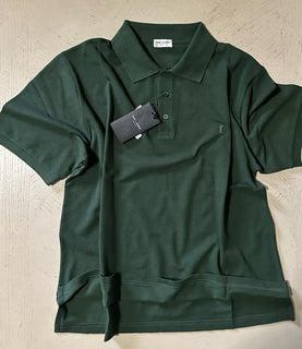 New Saint Laurent Men’s Short Sleeve Polo Shirt Green Size XL Italy