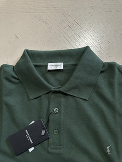 New Saint Laurent Men’s Short Sleeve Polo Shirt Green Size XL Italy