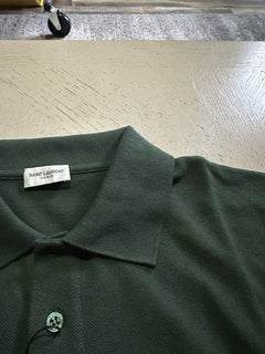 New Saint Laurent Men’s Short Sleeve Polo Shirt Green Size XL Italy
