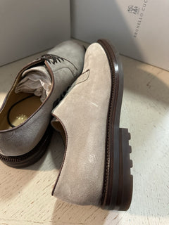 NIB $1100 Brunello Cucinelli Men’s Suede Shoes DK Gray 11 US/44 Eu