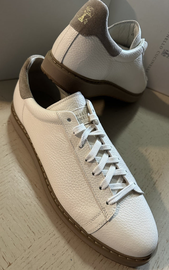 Brunello Cucinelli Men Leather Sneakers Ivory 12 US/45 Eu New $1100