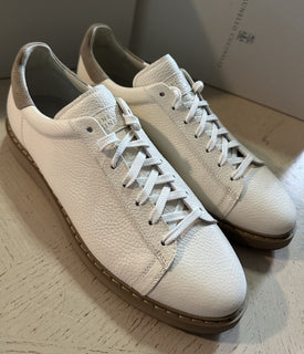 Brunello Cucinelli Men Leather Sneakers Ivory 12 US/45 Eu New $1100