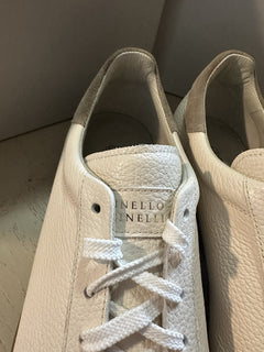 Brunello Cucinelli Men Leather Sneakers Ivory 12 US/45 Eu New $1100