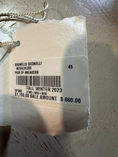 Brunello Cucinelli Men Leather Sneakers Ivory 12 US/45 Eu New $1100