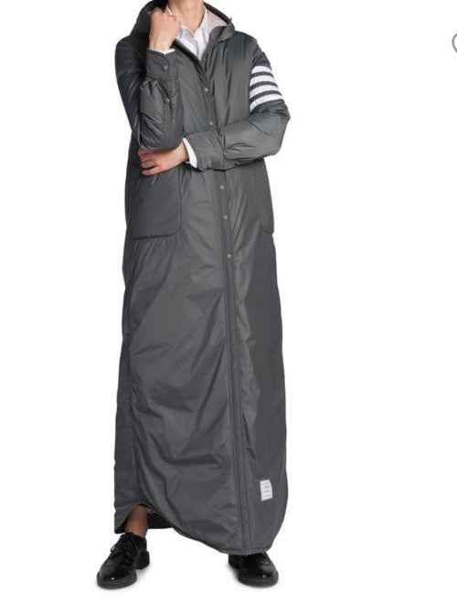 Thom Browne Women  4 Bar Longline Puffer Coat Cray 2 US/38 Eu New $2990