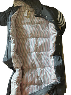 Thom Browne Women  4 Bar Longline Puffer Coat Cray 2 US/38 Eu New $2990