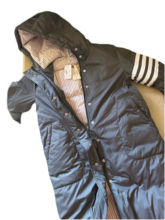 Thom Browne Women  4 Bar Longline Puffer Coat Cray 2 US/38 Eu New $2990