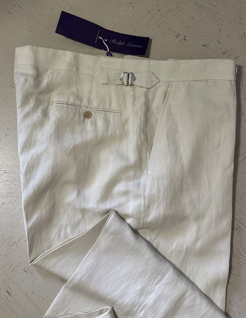 NWT $695 Ralph Lauren Purple Label Men Silk-Linen Pants LIMESTONE 40 US/56 Eu