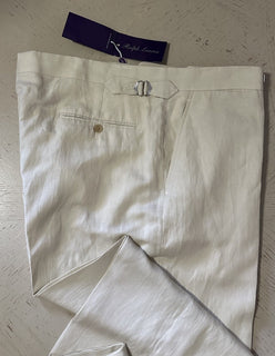 NWT $695 Ralph Lauren Purple Label Men Silk-Linen Pants LIMESTONE 40 US/56 Eu
