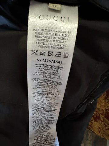 New $2900 Gucci Men’s Light Nylon Puffer Coat Jacket Black 42 US/52 Eu