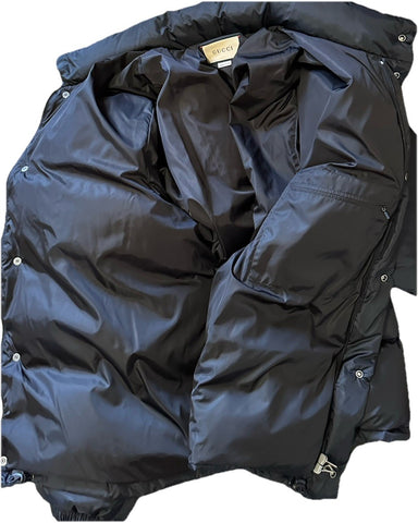New $2900 Gucci Men’s Light Nylon Puffer Coat Jacket Black 42 US/52 Eu