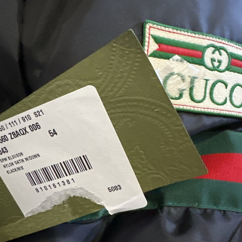 New $2900 Gucci Men’s Light Nylon Puffer Coat Jacket Black 44 US/54 Eu