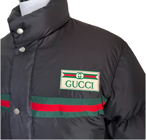 New $2900 Gucci Men’s Light Nylon Puffer Coat Jacket Black 44 US/54 Eu