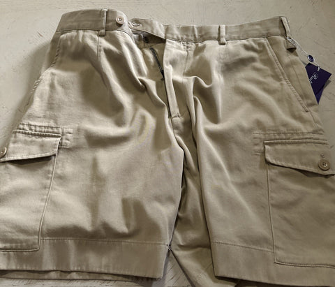 Ralph Lauren Purple Label Men Weston Cotton Cargo Short Tan 36 US/52 Eu New