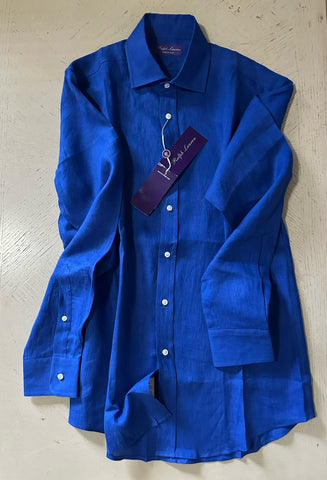 Ralph Lauren Purple Label Men Serengeti Linen Button-Front Shirt Blue M New