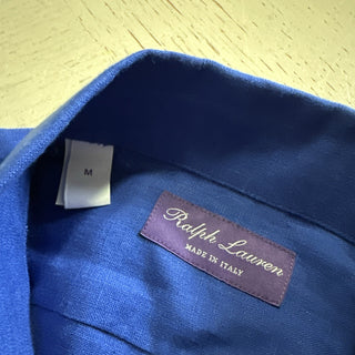 Ralph Lauren Purple Label Men Serengeti Linen Button-Front Shirt Blue M New