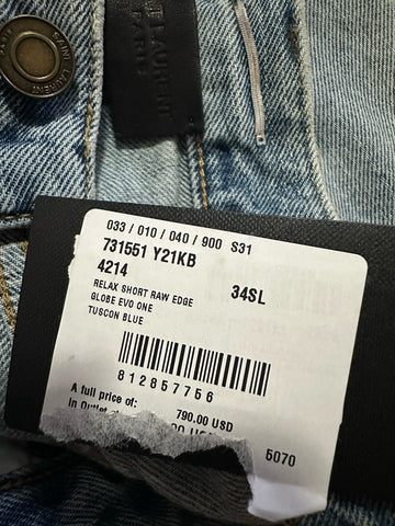 NWT $799 Saint Laurent Men High Rise Jeans Short Pants Blue 34 ( Measured 36 )