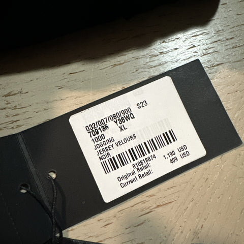 Saint Laurent Men Velvet Drawstring Jogging Sweatpants Pants Black XL NWT $1190