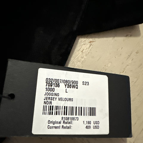 Saint Laurent Men Velvet Drawstring Jogging Sweatpants Pants Black L NWT $1190