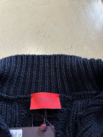 $1795 Isaia Men Silk & Cotton-Blend Cable-Knit Polo Sweater Navy XXL