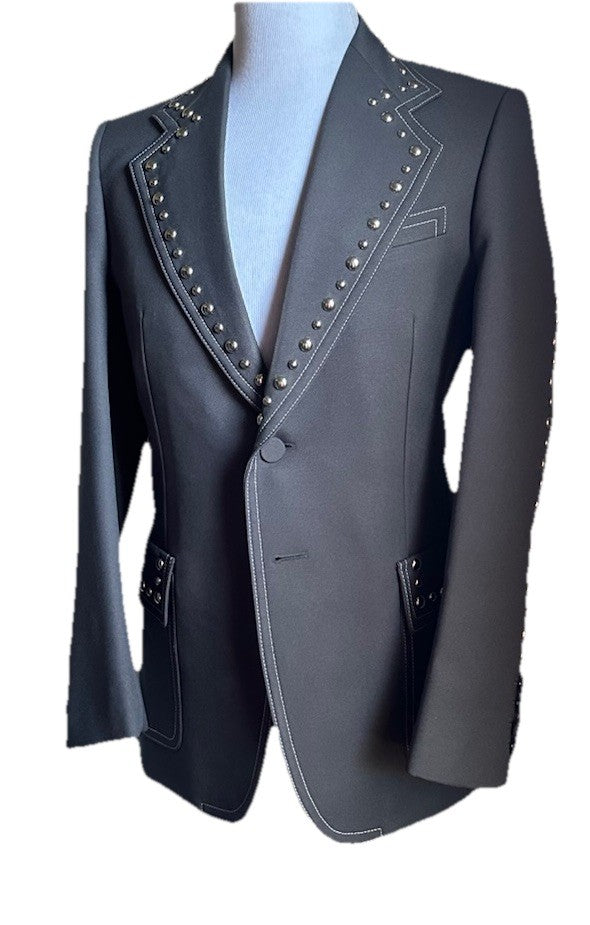 NWT $3800 Gucci Men Fluid drill studded blazer Jacket Sport Coat Gray 36 US/46 E