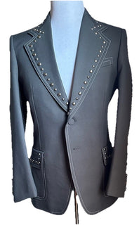 NWT $3800 Gucci Men Fluid drill studded blazer Jacket Sport Coat Gray 36 US/46 E