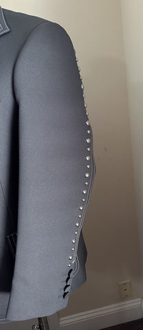 NWT $3800 Gucci Men Fluid drill studded blazer Jacket Sport Coat Gray 36 US/46 E