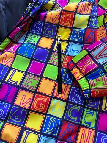 NWT $3300 Gucci Men Oversized Track Jacket Black/Multi 40 US/50 Eu ( XXL Reg. )