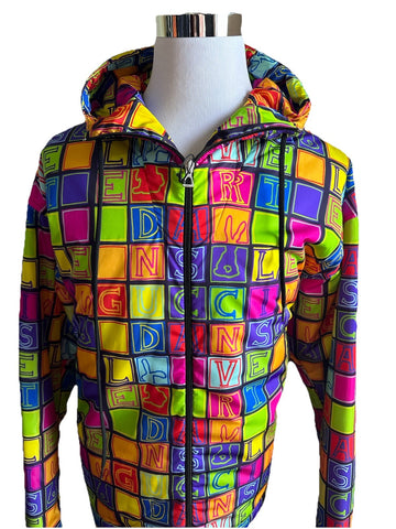 NWT $3300 Gucci Men Oversized Track Jacket Black/Multi 40 US/50 Eu ( XXL Reg. )