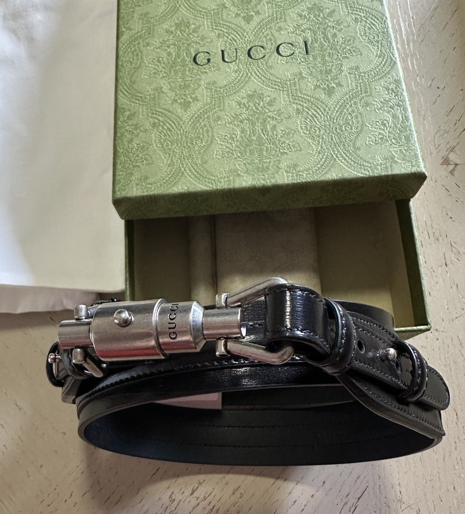 New $970 Gucci Mens Leather Boarded Duana Lux Belt Black 110/44 Italy